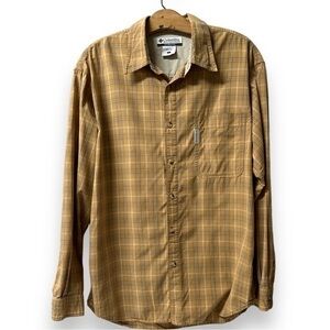 Columbia Men's  Brown/Yellow Plaid Long Sleeve Button Down Shirt Size‎ L (1528)